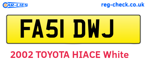 FA51DWJ are the vehicle registration plates.