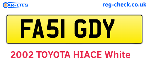FA51GDY are the vehicle registration plates.