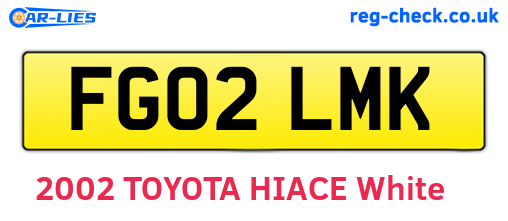 FG02LMK are the vehicle registration plates.