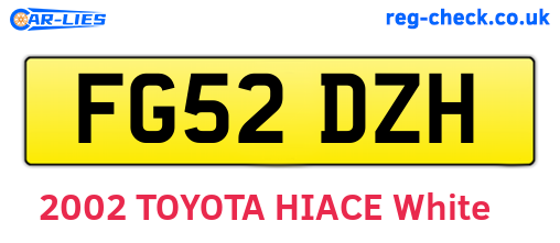 FG52DZH are the vehicle registration plates.
