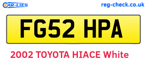 FG52HPA are the vehicle registration plates.