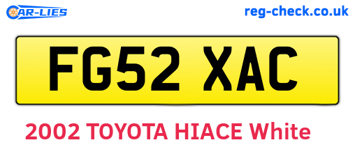 FG52XAC are the vehicle registration plates.