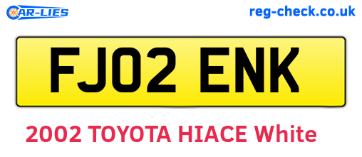 FJ02ENK are the vehicle registration plates.
