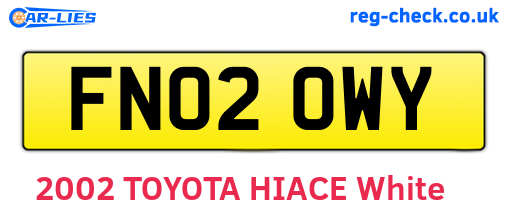 FN02OWY are the vehicle registration plates.