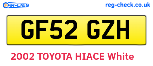 GF52GZH are the vehicle registration plates.