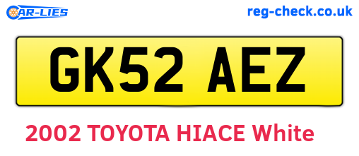 GK52AEZ are the vehicle registration plates.