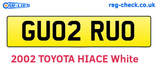 GU02RUO are the vehicle registration plates.