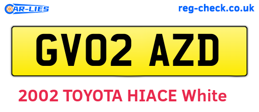 GV02AZD are the vehicle registration plates.