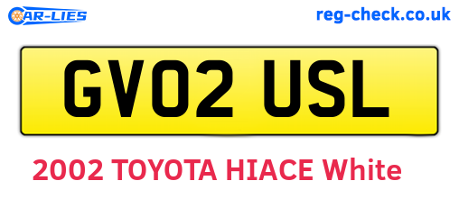 GV02USL are the vehicle registration plates.