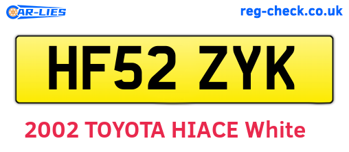 HF52ZYK are the vehicle registration plates.