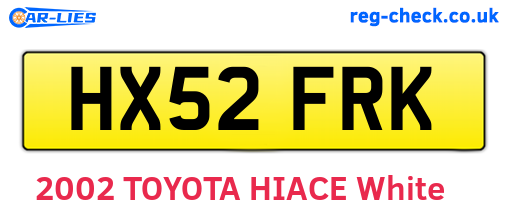 HX52FRK are the vehicle registration plates.