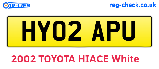 HY02APU are the vehicle registration plates.