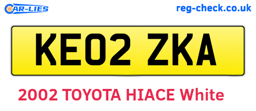 KE02ZKA are the vehicle registration plates.
