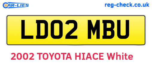 LD02MBU are the vehicle registration plates.
