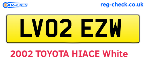 LV02EZW are the vehicle registration plates.