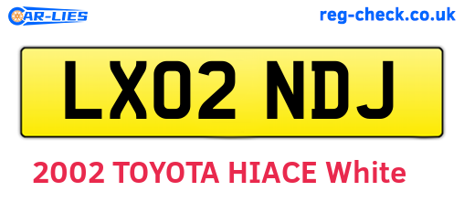 LX02NDJ are the vehicle registration plates.