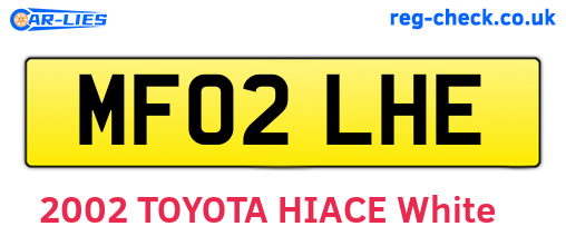MF02LHE are the vehicle registration plates.