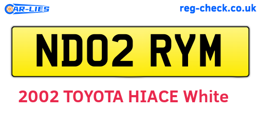 ND02RYM are the vehicle registration plates.