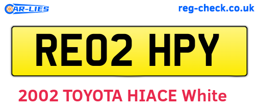 RE02HPY are the vehicle registration plates.