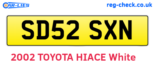 SD52SXN are the vehicle registration plates.