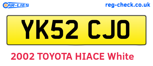 YK52CJO are the vehicle registration plates.
