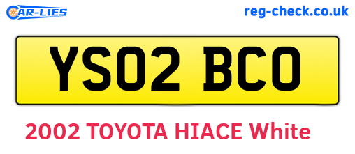 YS02BCO are the vehicle registration plates.
