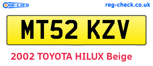MT52KZV are the vehicle registration plates.