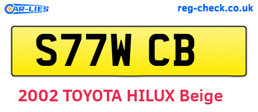S77WCB are the vehicle registration plates.
