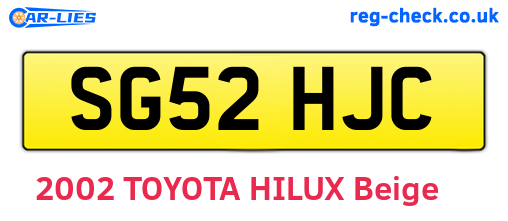 SG52HJC are the vehicle registration plates.