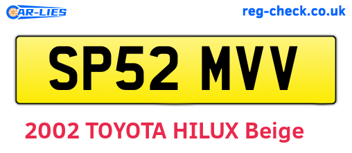 SP52MVV are the vehicle registration plates.