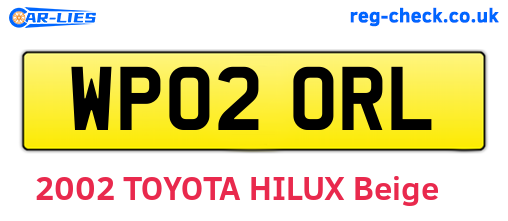 WP02ORL are the vehicle registration plates.