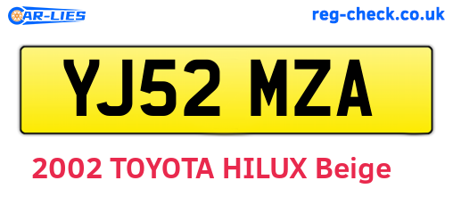 YJ52MZA are the vehicle registration plates.
