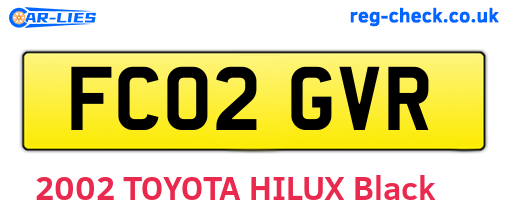 FC02GVR are the vehicle registration plates.
