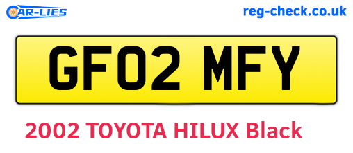 GF02MFY are the vehicle registration plates.
