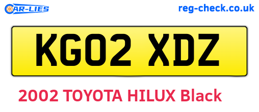 KG02XDZ are the vehicle registration plates.