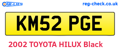 KM52PGE are the vehicle registration plates.