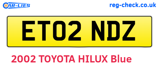ET02NDZ are the vehicle registration plates.