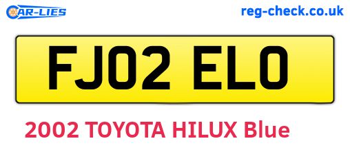 FJ02ELO are the vehicle registration plates.