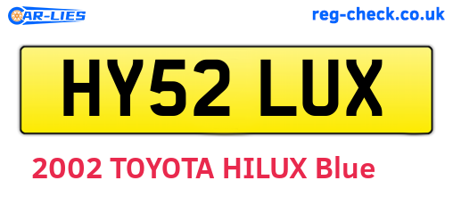 HY52LUX are the vehicle registration plates.