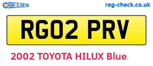 RG02PRV are the vehicle registration plates.