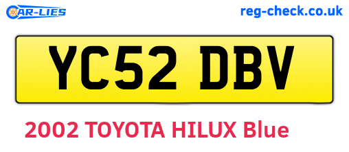 YC52DBV are the vehicle registration plates.