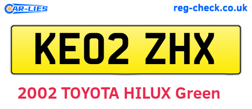 KE02ZHX are the vehicle registration plates.