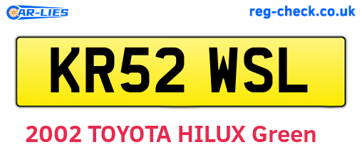 KR52WSL are the vehicle registration plates.