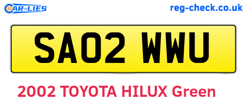SA02WWU are the vehicle registration plates.