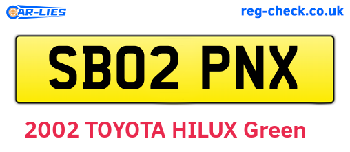 SB02PNX are the vehicle registration plates.