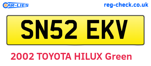 SN52EKV are the vehicle registration plates.
