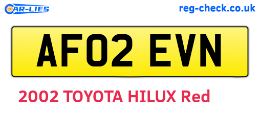 AF02EVN are the vehicle registration plates.