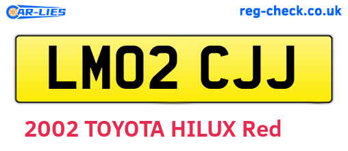 LM02CJJ are the vehicle registration plates.