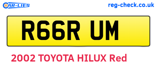 R66RUM are the vehicle registration plates.