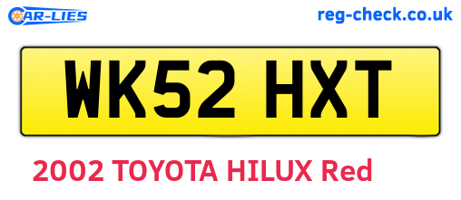 WK52HXT are the vehicle registration plates.